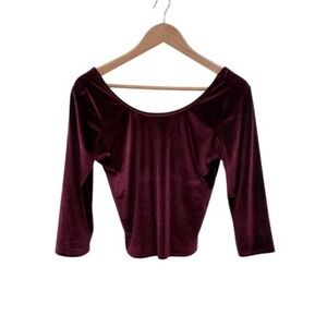 Adam Levine Crop Top Velour Velvet Women Large Red Party Holiday Whimsigoth